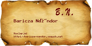 Baricza Nándor névjegykártya