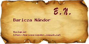 Baricza Nándor névjegykártya